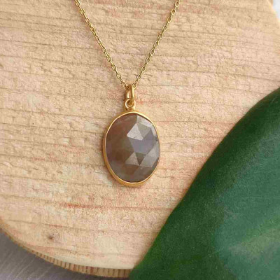 925 Sterling Silver Sapphire Pendant  - Oval Shape