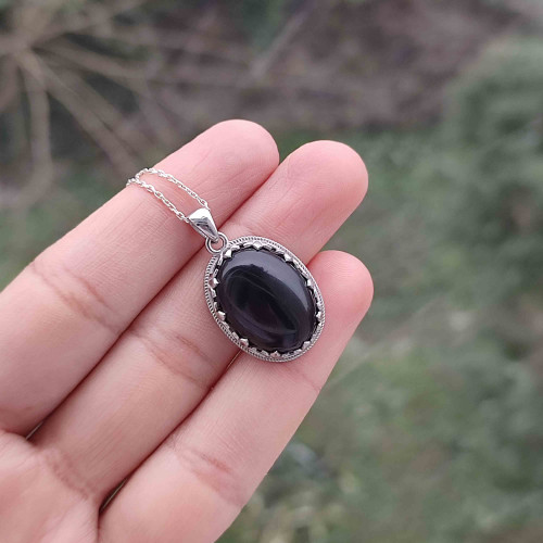 925 Silver Black Spinel Pendant