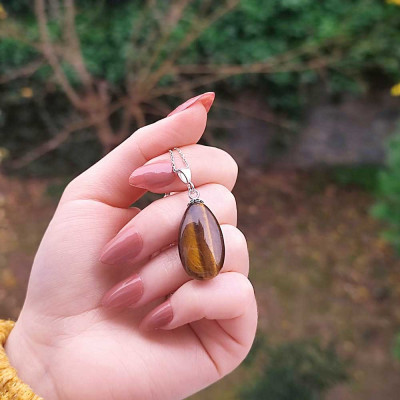 925 Silver Natural Red Tiger Eye Stone Pendant