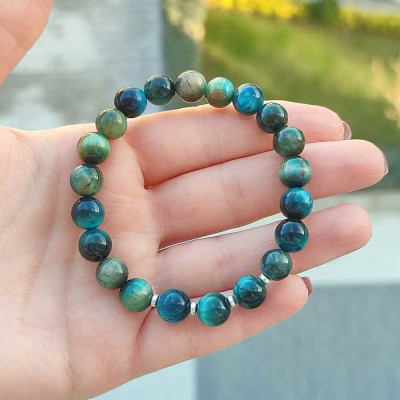 8mm Natural Blue Tiger Eye Stone Bracelet