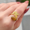 925 Silver Natural Tiger Eye Stone Ring - Special Design