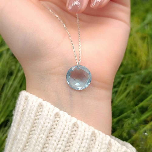 925 Silver Rare Blue Topaz Stone Pendant