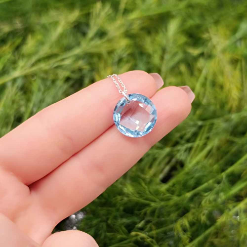 925 Silver Rare Blue Topaz Stone Pendant