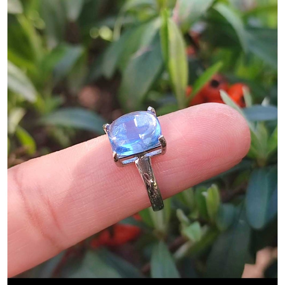 925 Silver Blue Topaz Stone Ring