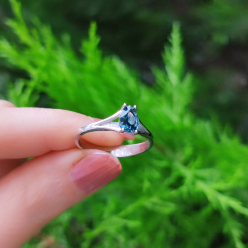 925 Silver London Blue Topaz Stone Ring