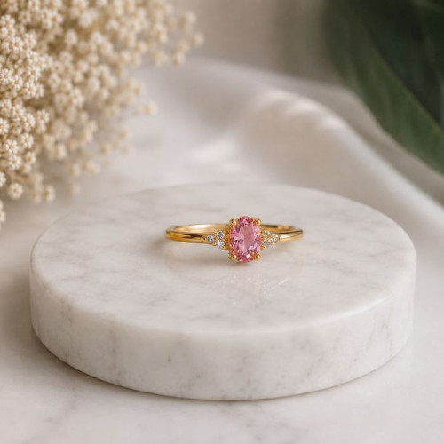 925 Silver Pink Tourmaline Ring