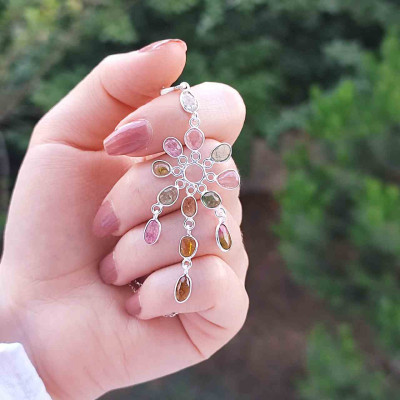 925 Silver Multicolored Tourmaline Pendant