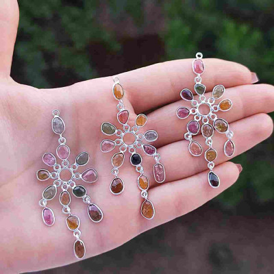 925 Silver Multicolored Tourmaline Pendant