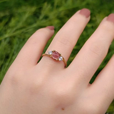925 Silver Pink Tourmaline Ring