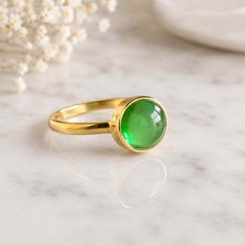 925 Silver Natural Green Tourmaline Stone Ring
