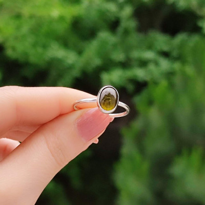 925 Silver Green Tourmaline Ring