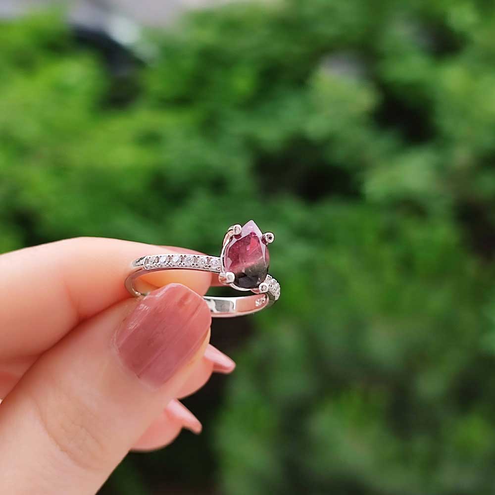 925 Silver Pink Tourmaline Ring
