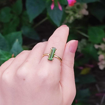 925 Silver Green Tourmaline Ring