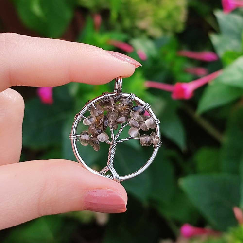Natural Smoky Quartz Stone Pendant - Tree Of life Natural Smoky Quartz Stone Pendant - Tree Of life