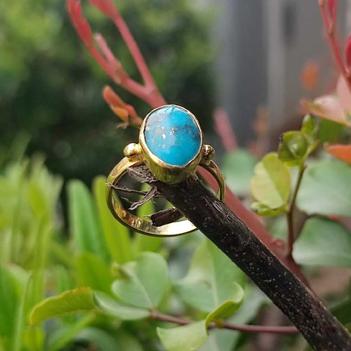 925 Silver Natural Turquoise Stone Ring - Special Design
