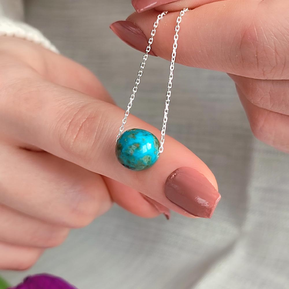 925 Sterling Silver Natural Turquoise Stone Pendant