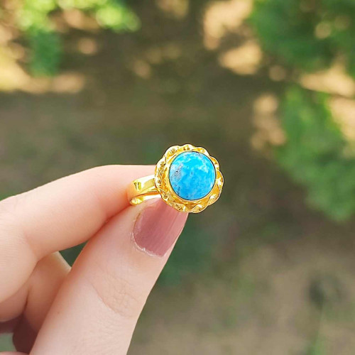 925 Silver Natural Turquoise Stone Ring - Special Design