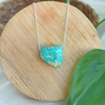925 Silver Natural Turquoise Stone Pendant - Raw Shape