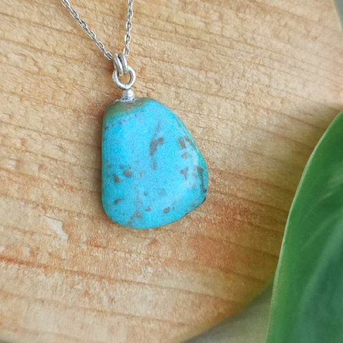 925 Silver Natural Turquoise Stone Pendant - Raw Shape 925 Silver Natural Turquoise Stone Pendant - Raw Shape
