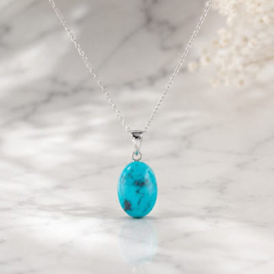 925 Sterling Silver Natural Turquoise Stone Pendant