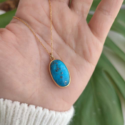 925 Sterling Silver Natural Turquoise Stone Pendant