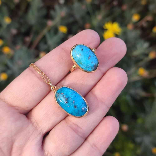 925 Sterling Silver Natural Turquoise Stone set