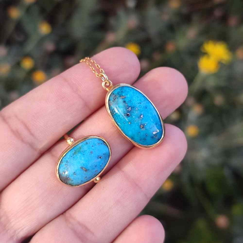 925 Sterling Silver Natural Turquoise Stone set
