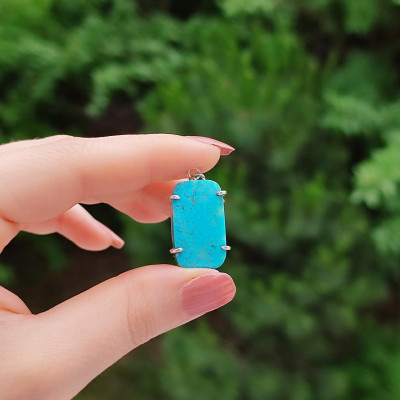 925 Sterling Silver Natural Turquoise Stone Pendant