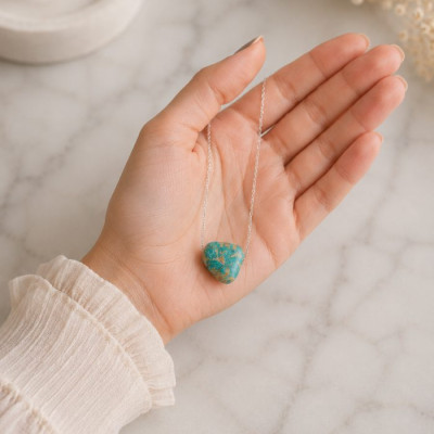 925 Silver Natural Turquoise Stone Pendant - Raw Shape