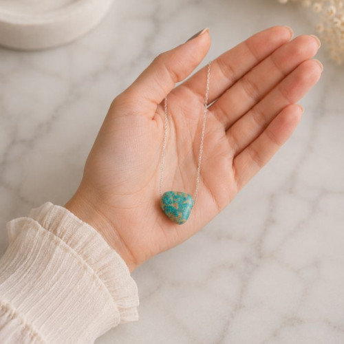 925 Silver Natural Turquoise Stone Pendant - Raw Shape