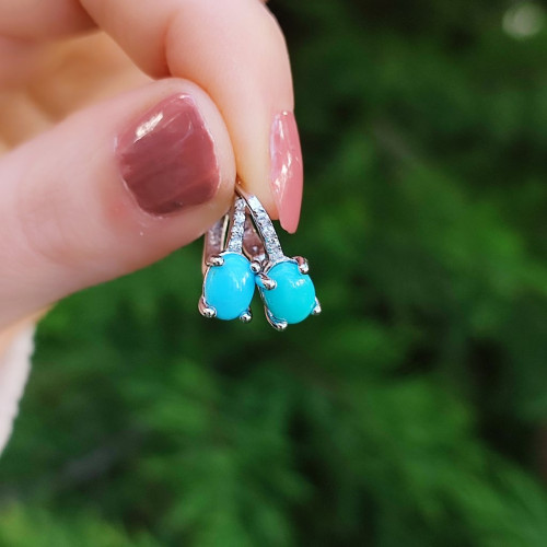 925 Silver Natural Turquoise Stone Earring