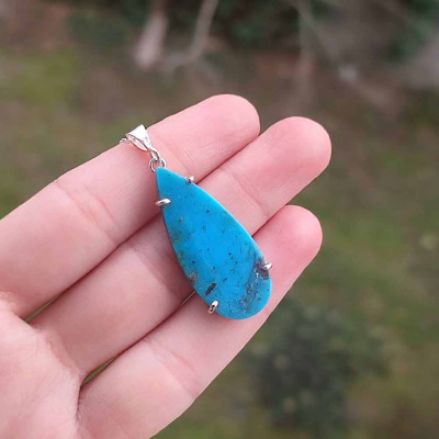 925 Sterling Silver Natural Turquoise Stone Pendant