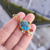 925 Sterling Silver Natural Turquoise Stone Pendant - Special Design