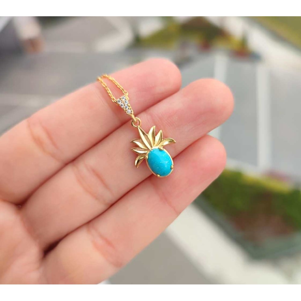 925 Sterling Silver Natural Turquoise Stone Pendant