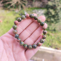 8mm Natural Unakite Stone Bracelet