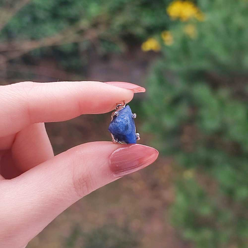 925 Sterling Silver Sodalite Stone Pendant - Raw Shape